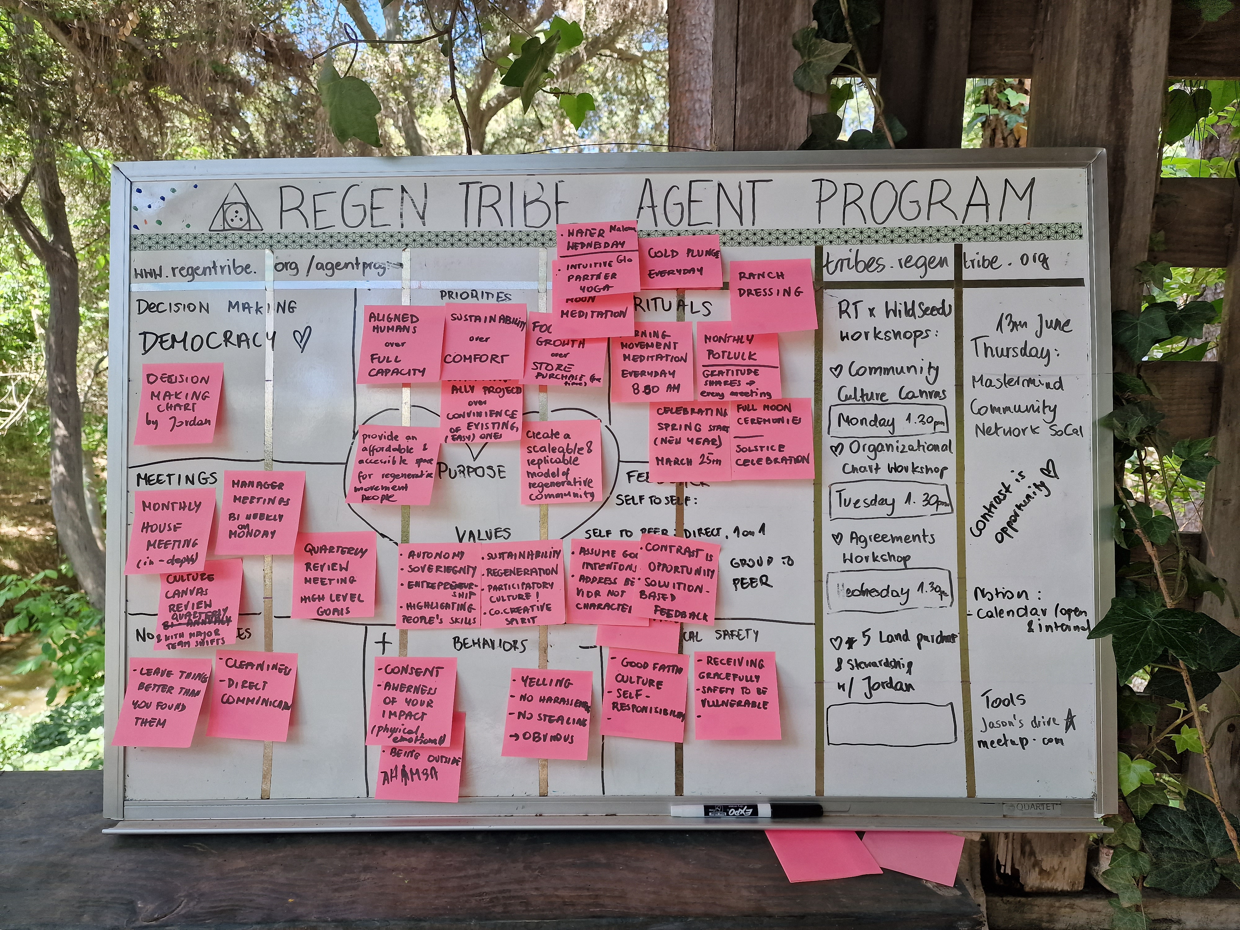 Agent Program whiteboard with post-it notes
